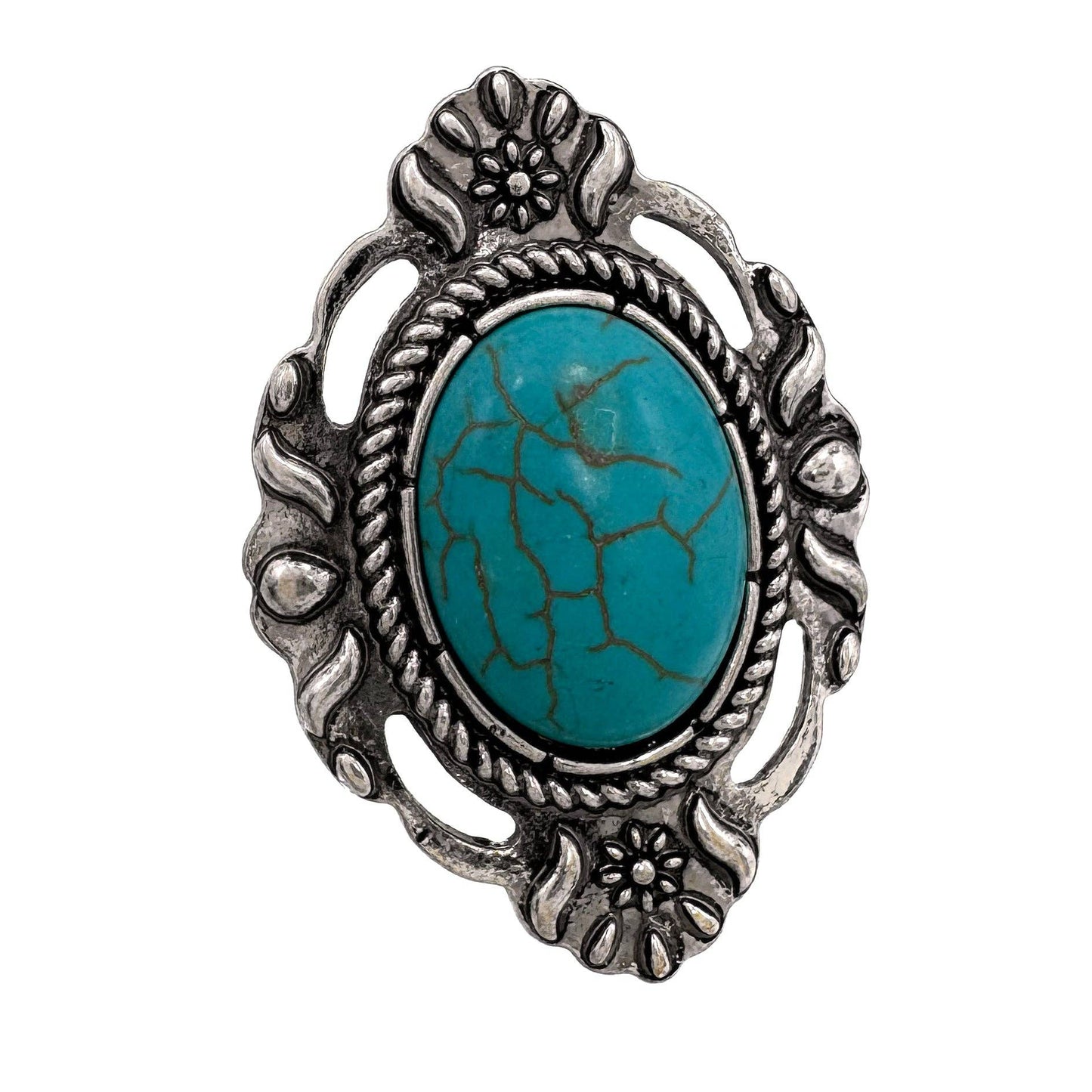 Turquoise Oval Stone Large Western Stretch Ring