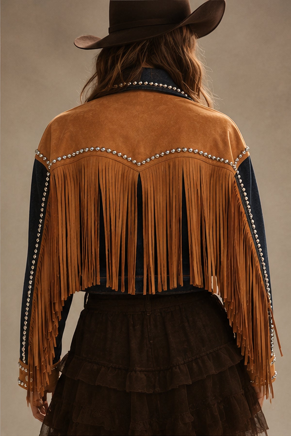 Western Contrast Yoke & Stud Denim Jacket